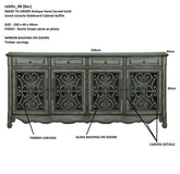 Antique Hand Carved Solid wood console Sideboard Cabinet buffet 200 x 40 x 90cm